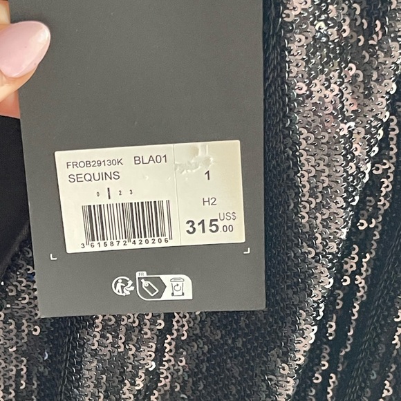 NWT The Kooples Black Sequin Draped Mini Dress - Picture 5 of 10